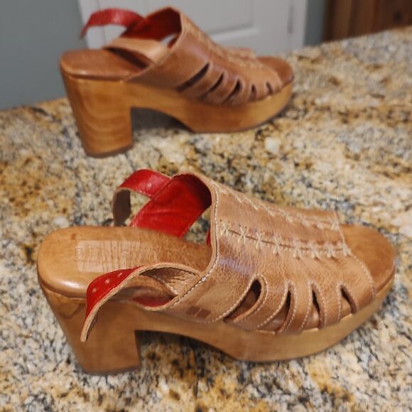 Bed Stu Fontella Heeled Platform Sandal Leather Tan Rustic Women's Size 7 - Picture 6 of 15